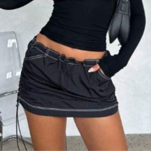 Whitefox Black Cargo Mini Skirt
